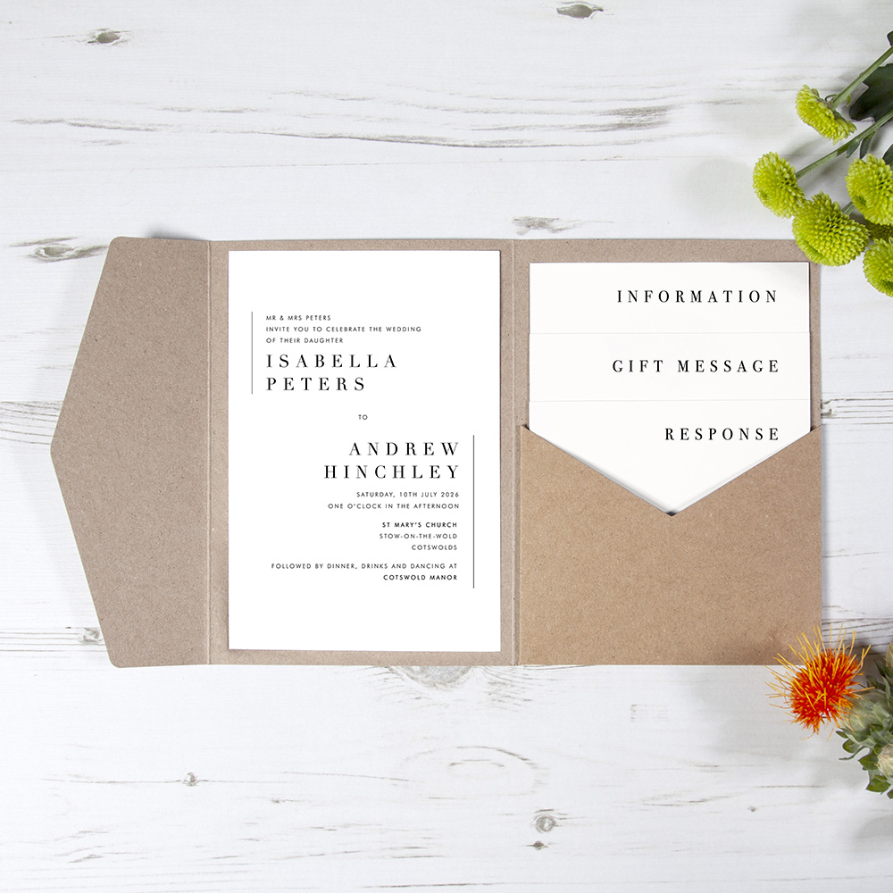 Pocketfold Wedding Invitations 'Modern Classic MC02'